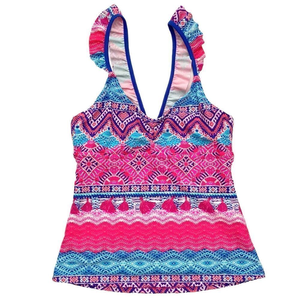 Raisins Printed Pink Tankini Swimwear in Size Small